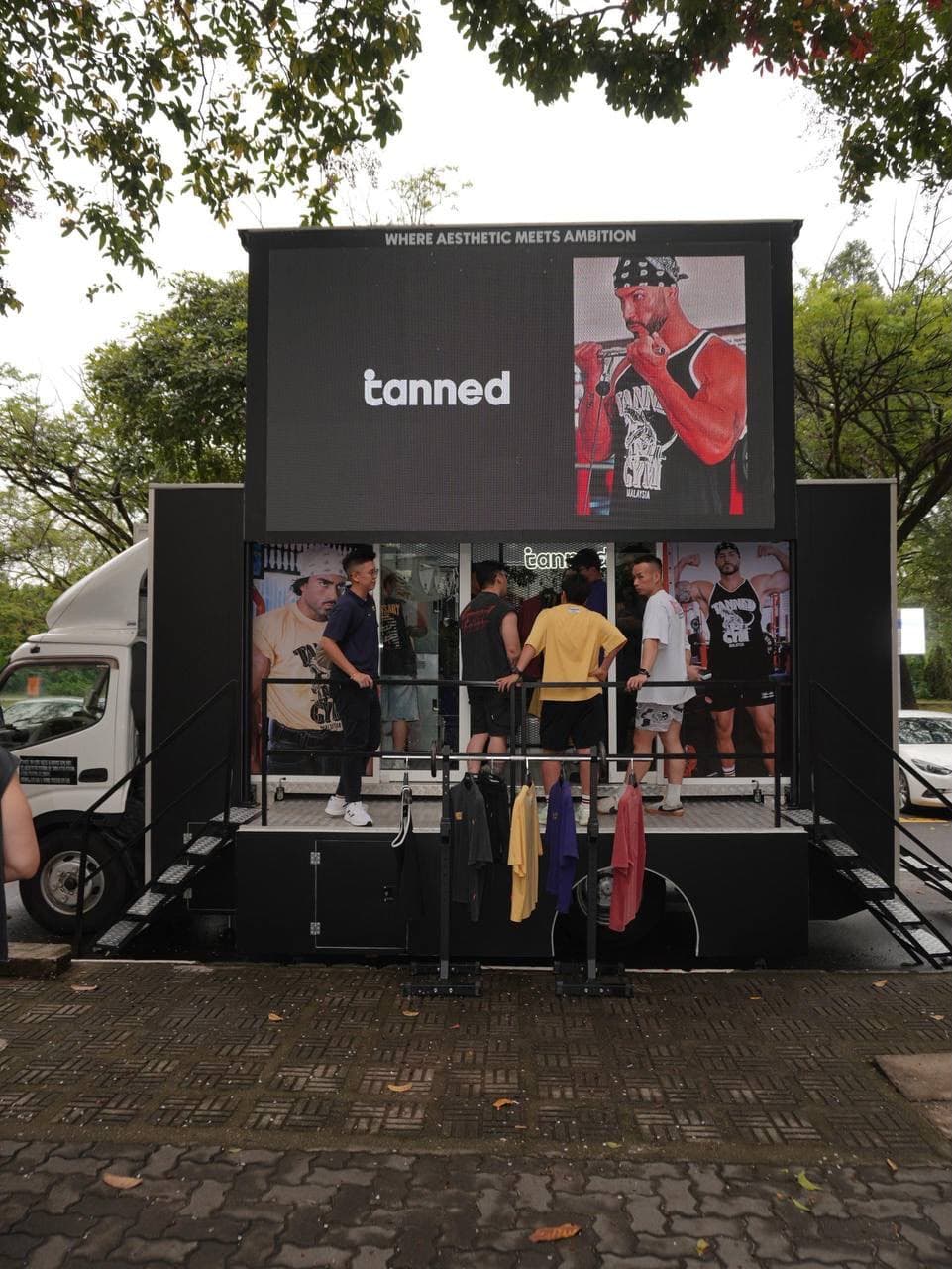 LED truck displaying a product launch campaign outside an event venue